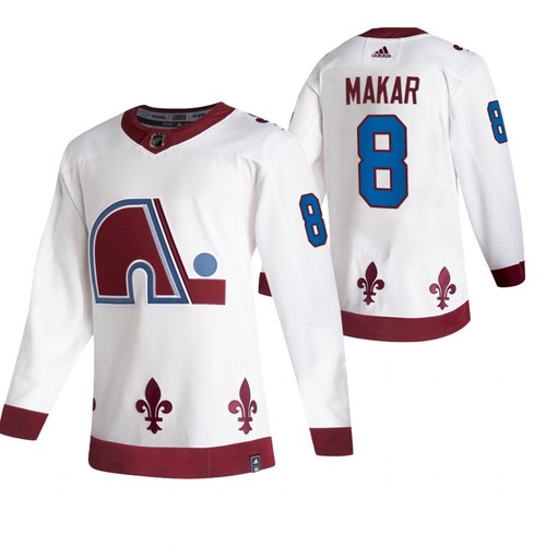 Men's Colorado Avalanche #8 Cale Makar 2020-21 White Reverse Retro Stitched NHL Jersey