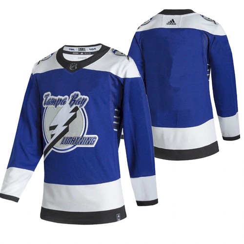 Men's Tampa Bay Lightning Blank 2021 Blue Reverse Retro Stitched Jersey