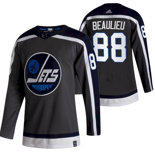 Men's Winnipeg Jets #88 Nathan Beaulieu 2021 Grey Reverse Retro Stitched NHL Jersey