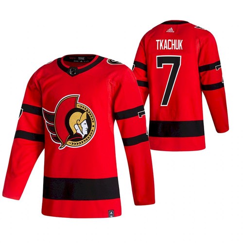 Men's Ottawa Senators #7 Brady Tkachuk 2021 Red Reverse Retro Stitched NHL Jersey
