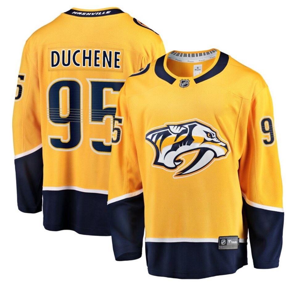 Men's Nashville Predators #95 Matt Duchene Yellow Stitched NHL Jersey