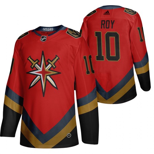 Men's Vegas Golden Knights #10 Nicolas Roy 2021 Red Reverse Retro Stitched NHL Jersey