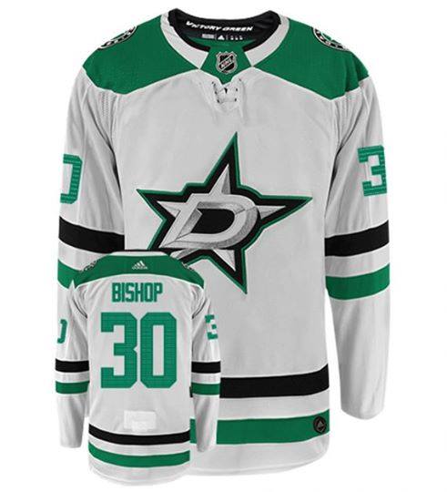 Men's Dallas Stars #30 Ben Bishop White Stitched NHL Jersey