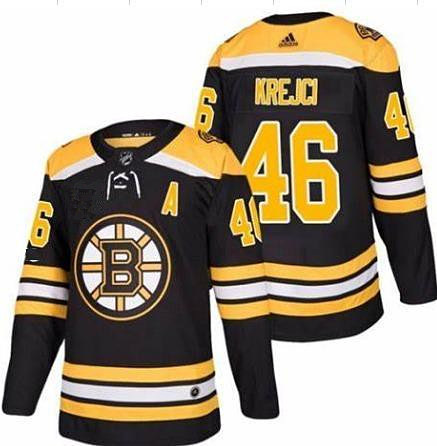 Men's Adidas Boston Bruins #46 David Krejci Black With A Patch Stitched NHL Jersey