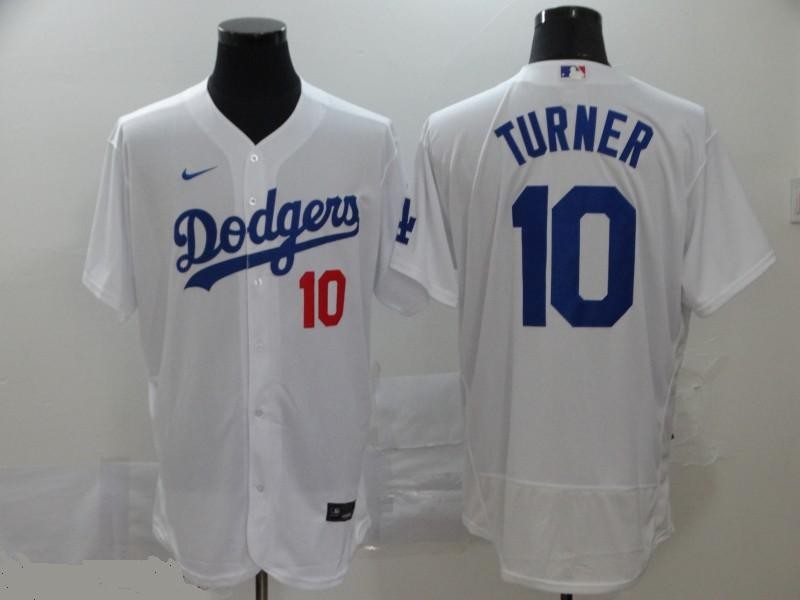 Men's Los Angeles Dodgers #10 Justin Turner White Flex Base Stitched MLB Jersey