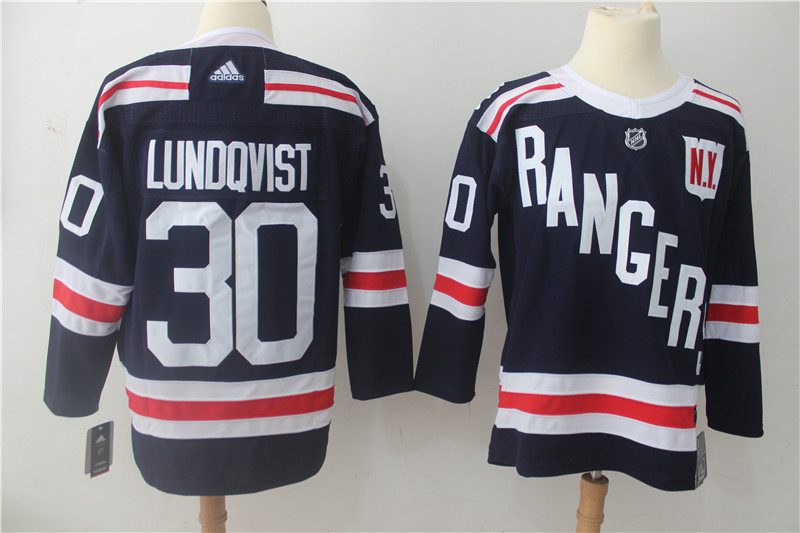 Men's Adidas New York Rangers #30 Henrik Lundqvist Navy 2018 Winter Classic Authentic Stitched NHL Jersey