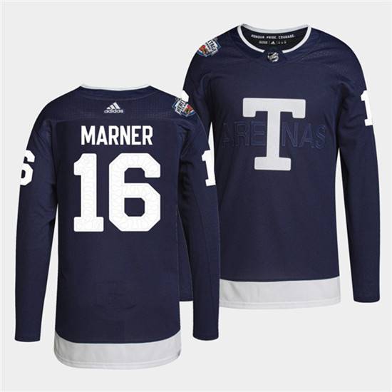 Men's Toronto Maple Leafs #16 Mitchell Marner 2022 Heritage Classic Navy Stitched Jersey