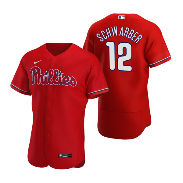 Men's Philadelphia Phillies #12 Kyle Schwarber Red Flex Base Stitched Baseball Jersey