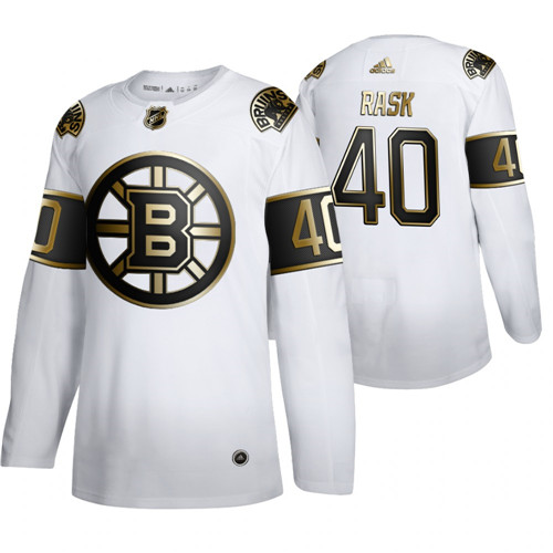 Men's Boston Bruins #40 Tuukka Rask White Golden Edition Stitched NHL Jersey