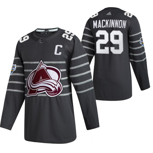 Men's Colorado Avalanche #29 Nathan MacKinnon Grey All Star Stitched NHL Jersey