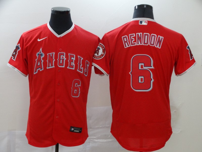 Men's Los Angeles Angels #6 Anthony Rendon 2020 Red Flex Base Stitched MLB Jersey