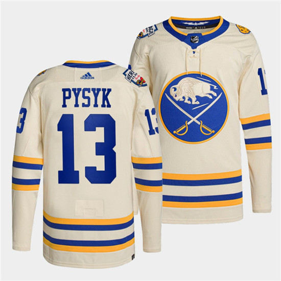 Men's Buffalo Sabres #13 Mark Pysyk 2022 Cream Heritage Classic Stitched Jersey