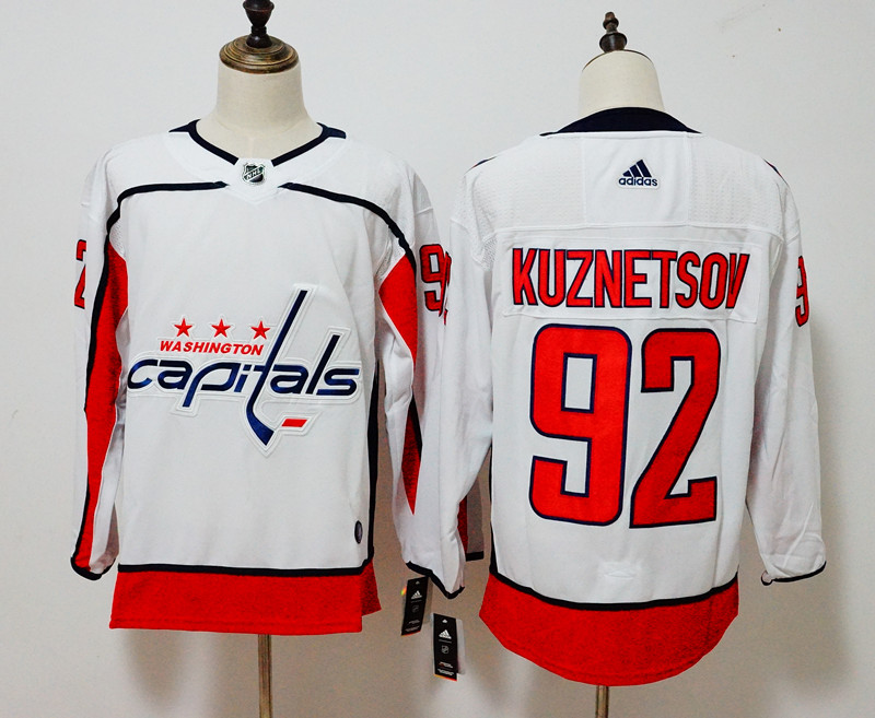 Men's Adidas Washington Capitals #92 Evgeny Kuznetsov White Stitched NHL Jersey