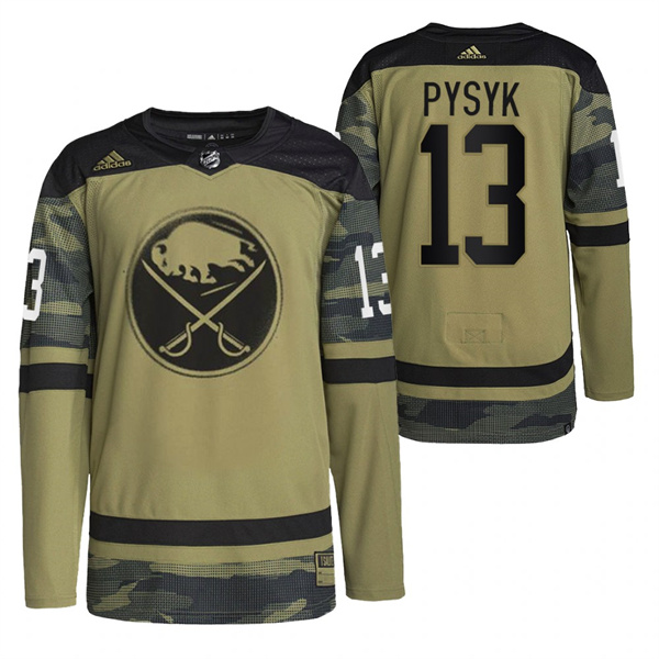 Men's Buffalo Sabres #13 Mark Pysyk 2022 Camo Military Appreciation Night Stitched Jersey