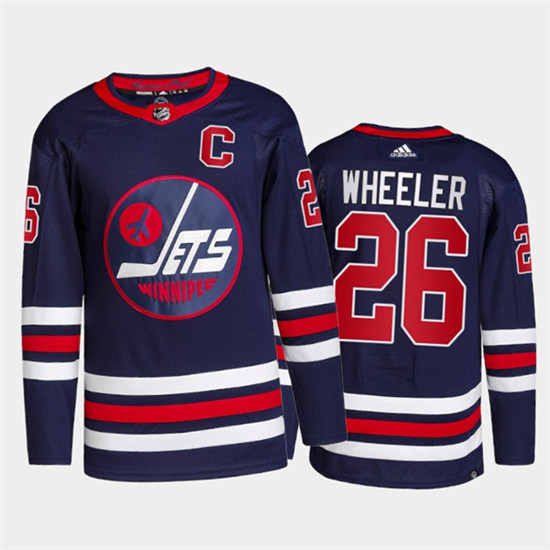 Men's Winnipeg Jets #26 Blake Wheeler 2021/22 Navy Stitched Jersey