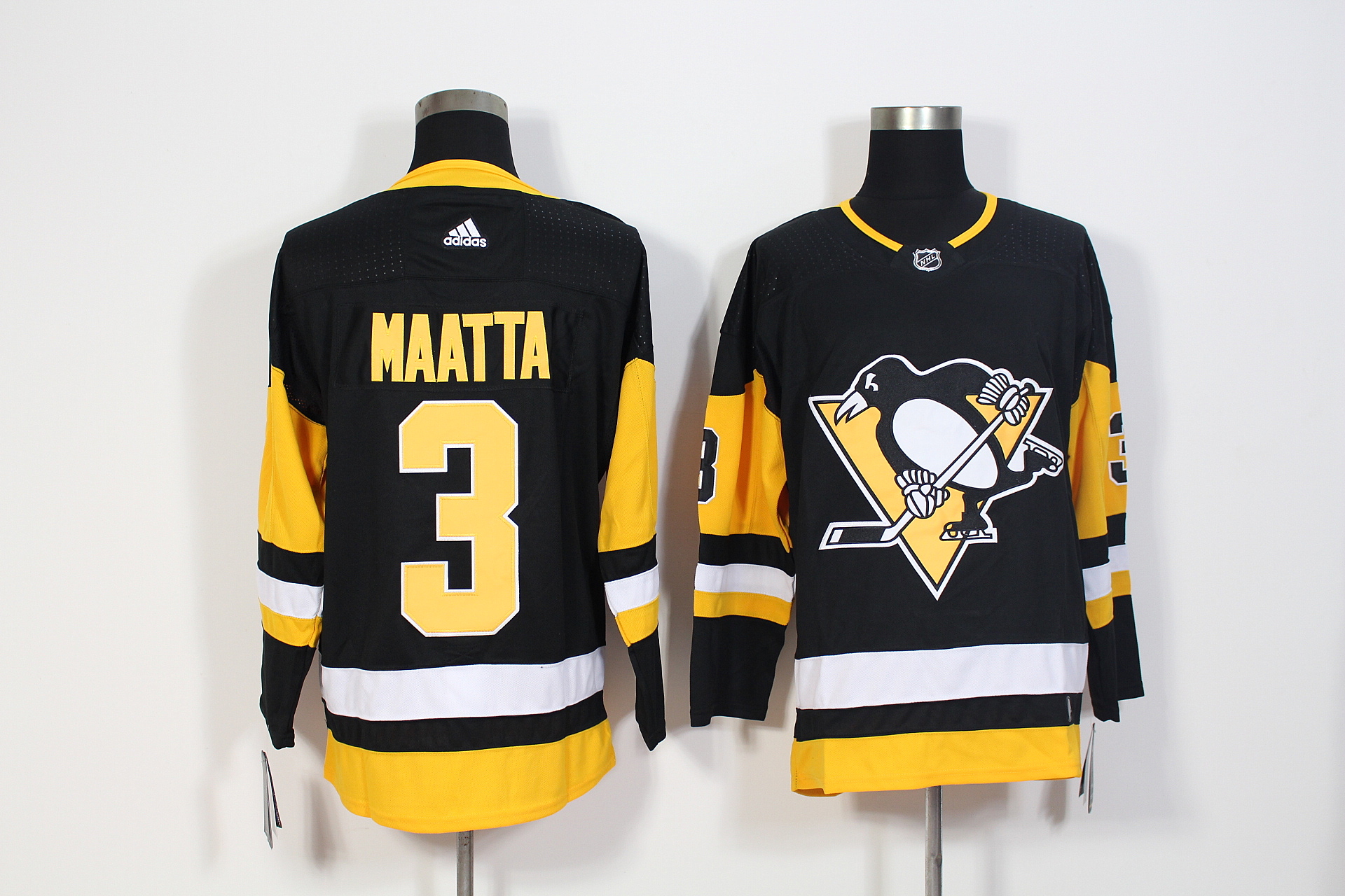 Men's Adidas Pittsburgh Penguins #3 Olli Maatta Black Stitched NHL Jersey