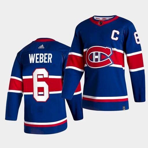 Men's Montreal Canadiens #6 Shea Weber 2021 Blue Reverse Retro Stitched NHL Jersey