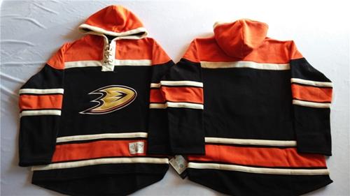 Ducks Blank Black Sawyer Hooded Sweatshirt Stitched NHL Jersey