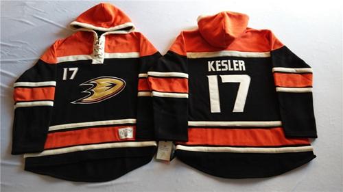 Ducks #17 Ryan Kesler Black Sawyer Hooded Sweatshirt Stitched NHL Jersey