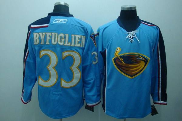 Thrashers #33 Dustin Byfuglien Stitched Blue NHL Jersey