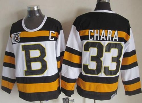 Bruins #33 Zdeno Chara White CCM Throwback 75TH Stitched NHL Jersey