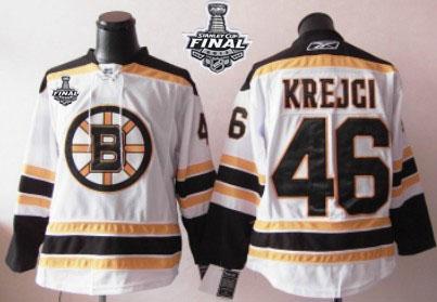 Bruins Stanley Cup Finals Patch #46 David Krejci White Stitched NHL Jersey