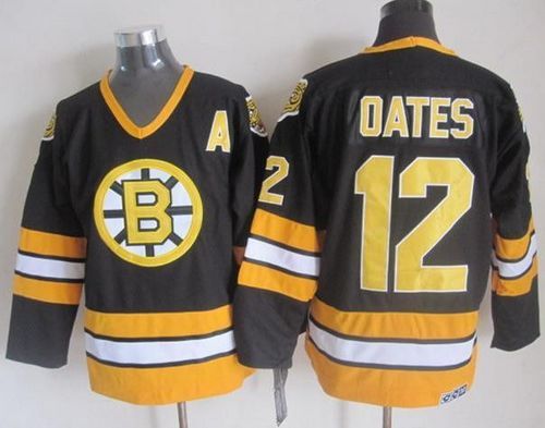 Bruins #12 Adam Oates Black/Yellow CCM Throwback Stitched NHL Jersey