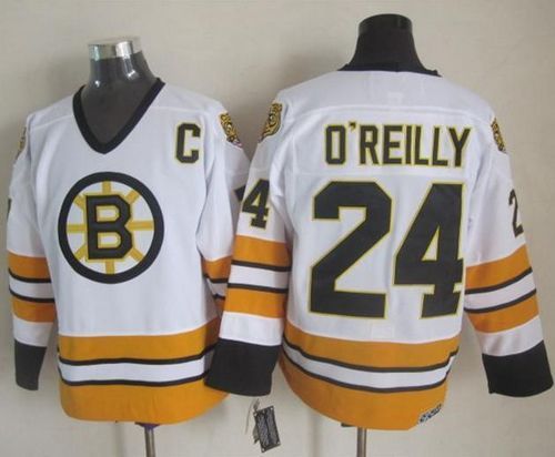 Bruins #24 Terry O'Reilly White/Yellow CCM Throwback Stitched NHL Jersey