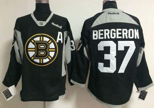 Bruins #37 Patrice Bergeron Black Practice Stitched NHL Jersey