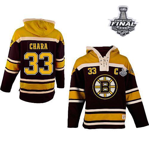 Bruins Stanley Cup Finals Patch #33 Zdeno Chara Black Sawyer Hooded Sweatshirt Stitched NHL Jersey