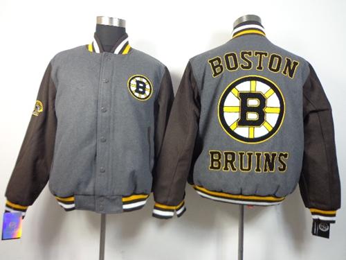 Boston Bruins Blank Satin Button-Up Grey NHL Jacket