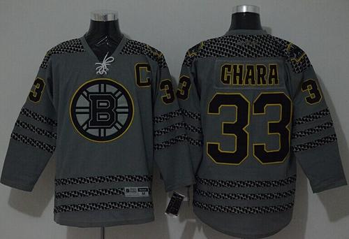 Bruins #33 Zdeno Chara Charcoal Cross Check Fashion Stitched NHL Jersey
