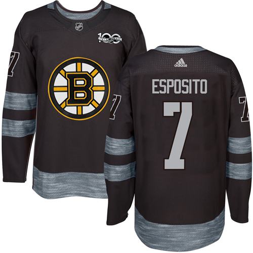 Bruins #7 Phil Esposito Black 1917-2017 100th Anniversary Stitched NHL Jersey