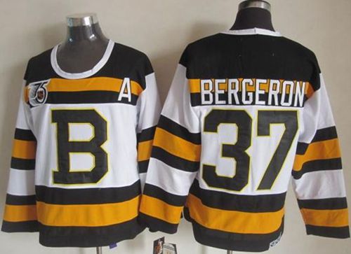 Bruins #37 Patrice Bergeron White CCM Throwback 75TH Stitched NHL Jersey
