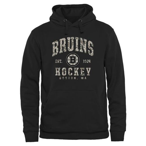 Men's Boston Bruins Black Camo Stack Pullover Hoodie