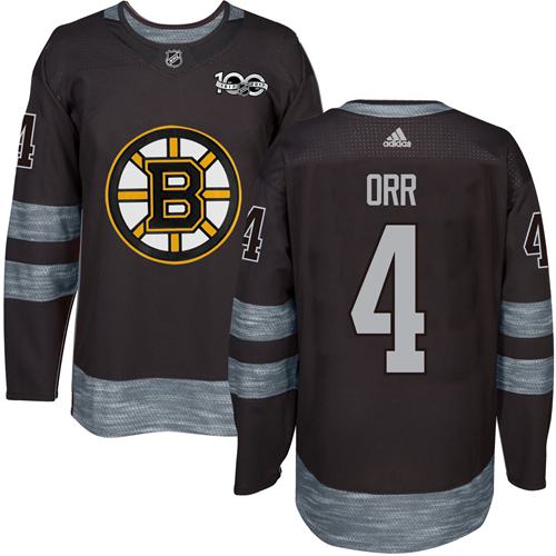 Bruins #4 Bobby Orr Black 1917-2017 100th Anniversary Stitched NHL Jersey