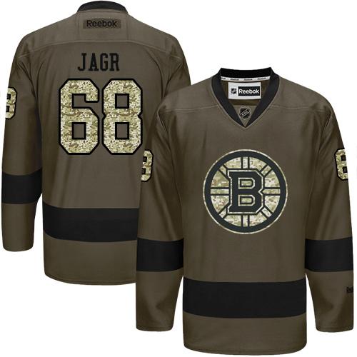 Bruins #68 Jaromir Jagr Green Salute to Service Stitched NHL Jersey