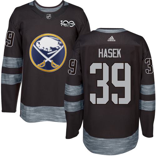 Sabres #39 Dominik Hasek Black 1917-2017 100th Anniversary Stitched NHL Jersey
