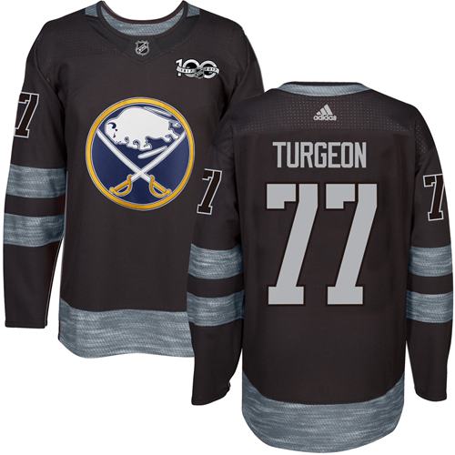 Sabres #77 Pierre Turgeon Black 1917-2017 100th Anniversary Stitched NHL Jersey
