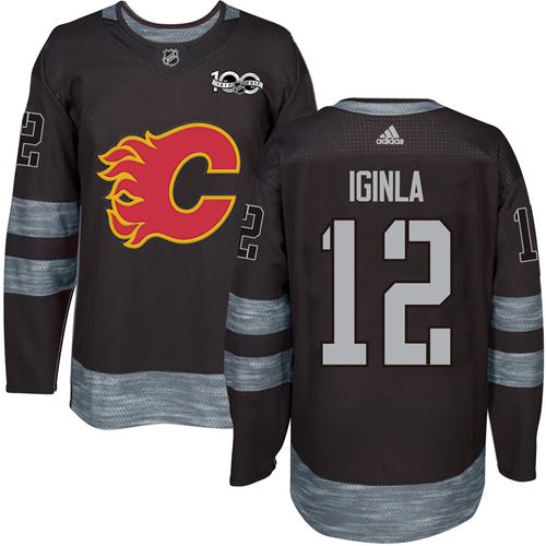 Flames #12 Jarome Iginla Black 1917-2017 100th Anniversary Stitched NHL Jersey