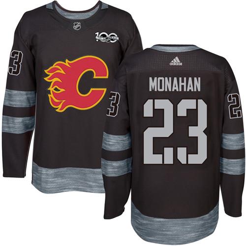 Flames #23 Sean Monahan Black 1917-2017 100th Anniversary Stitched NHL Jersey