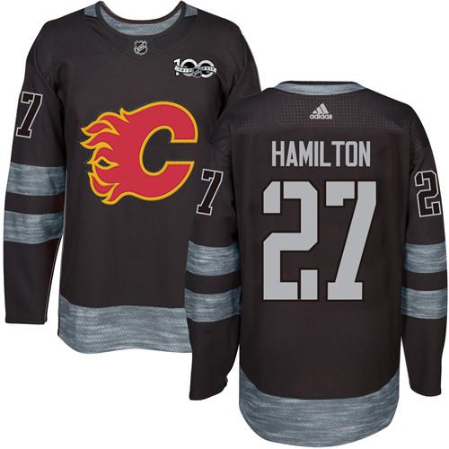 Flames #27 Dougie Hamilton Black 1917-2017 100th Anniversary Stitched NHL Jersey