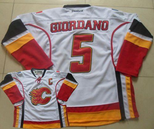 Flames #5 Mark Giordano White Stitched NHL Jersey