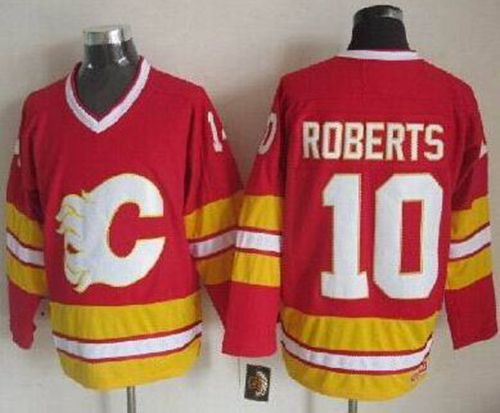 Flames #10 Gary Roberts Red CCM Throwback Stitched NHL Jersey