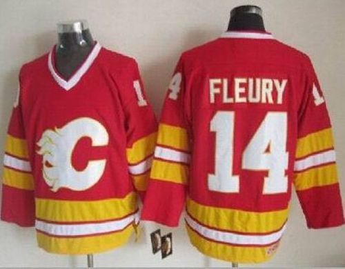 Flames #14 Theoren Fleury Red CCM Throwback Stitched NHL Jersey