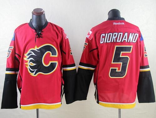 Flames #5 Mark Giordano Red Stitched NHL Jersey