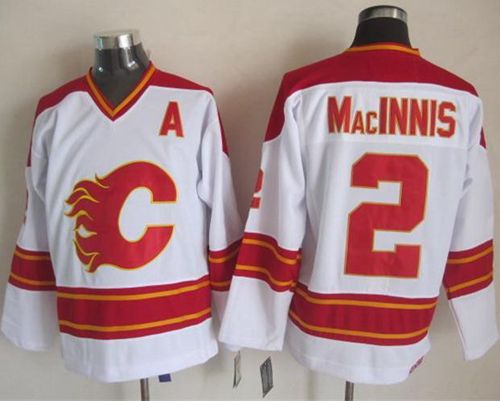 Flames #2 Al MacInnis White CCM Throwback Stitched NHL Jersey