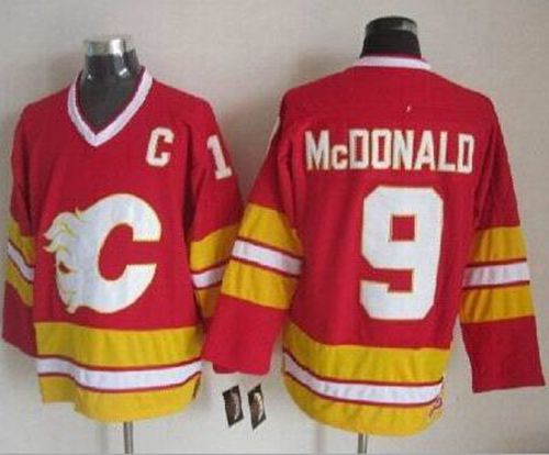 Flames #9 Lanny McDonald Red CCM Throwback Stitched NHL Jersey