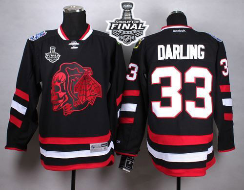 Blackhawks #33 Scott Darling Black(Red Skull) 2014 Stadium Series 2015 Stanley Cup Stitched NHL Jersey