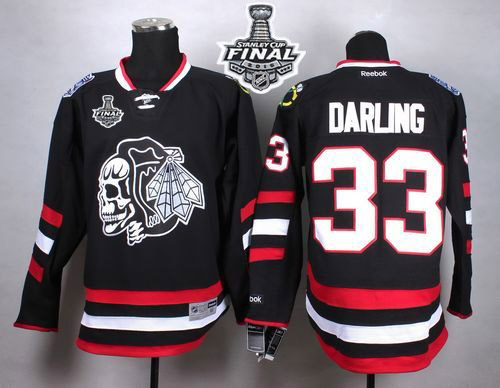Blackhawks #33 Scott Darling Black(White Skull) 2014 Stadium Series 2015 Stanley Cup Stitched NHL Jersey